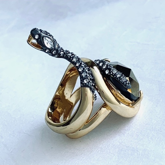 Alexis Bittar Vanitas Coiled Serpent Crystal Snake  Cocktail Ring - Picture 5 of 16
